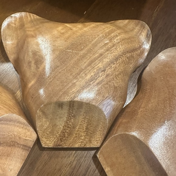 Vintage "Monkey Pod" carved wood Replacement Serving bowl set Of 6 - Picture 9 of 13